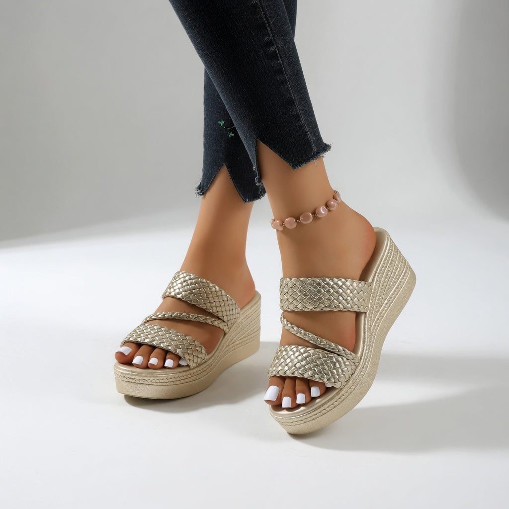 Teresa | Mule zeppa intrecciata colorata leggerezza estiva