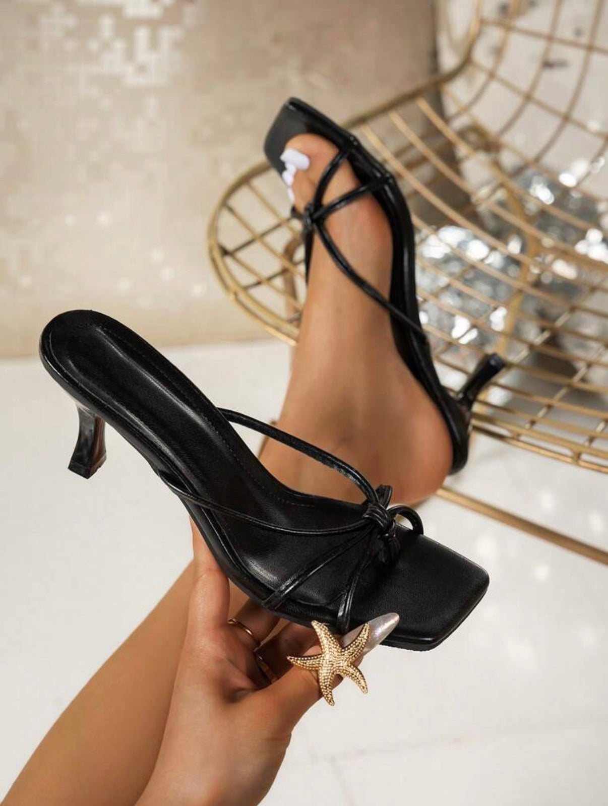 Selene – Mules de Tacón con Lazo Cruzado