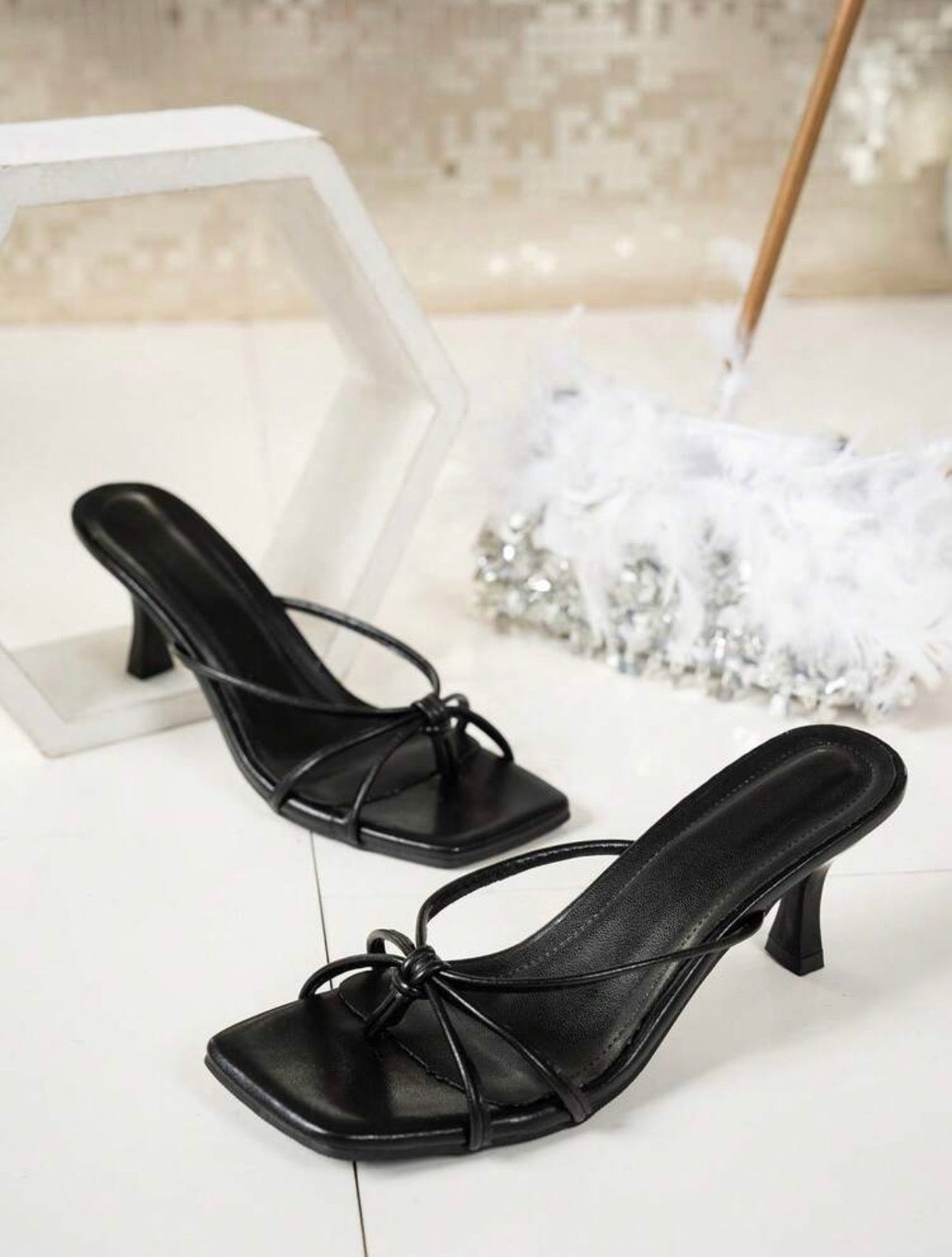 Selene – Mules de Tacón con Lazo Cruzado