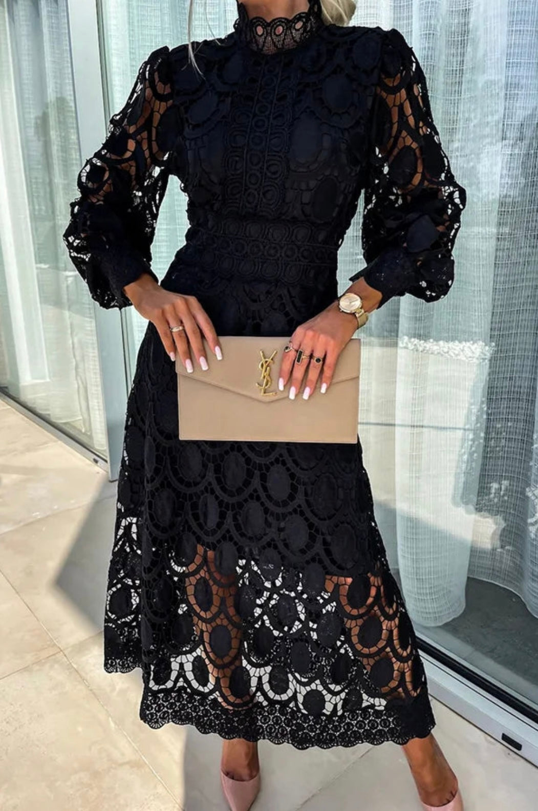 Eloah | Abito Midi in Pizzo Elegante