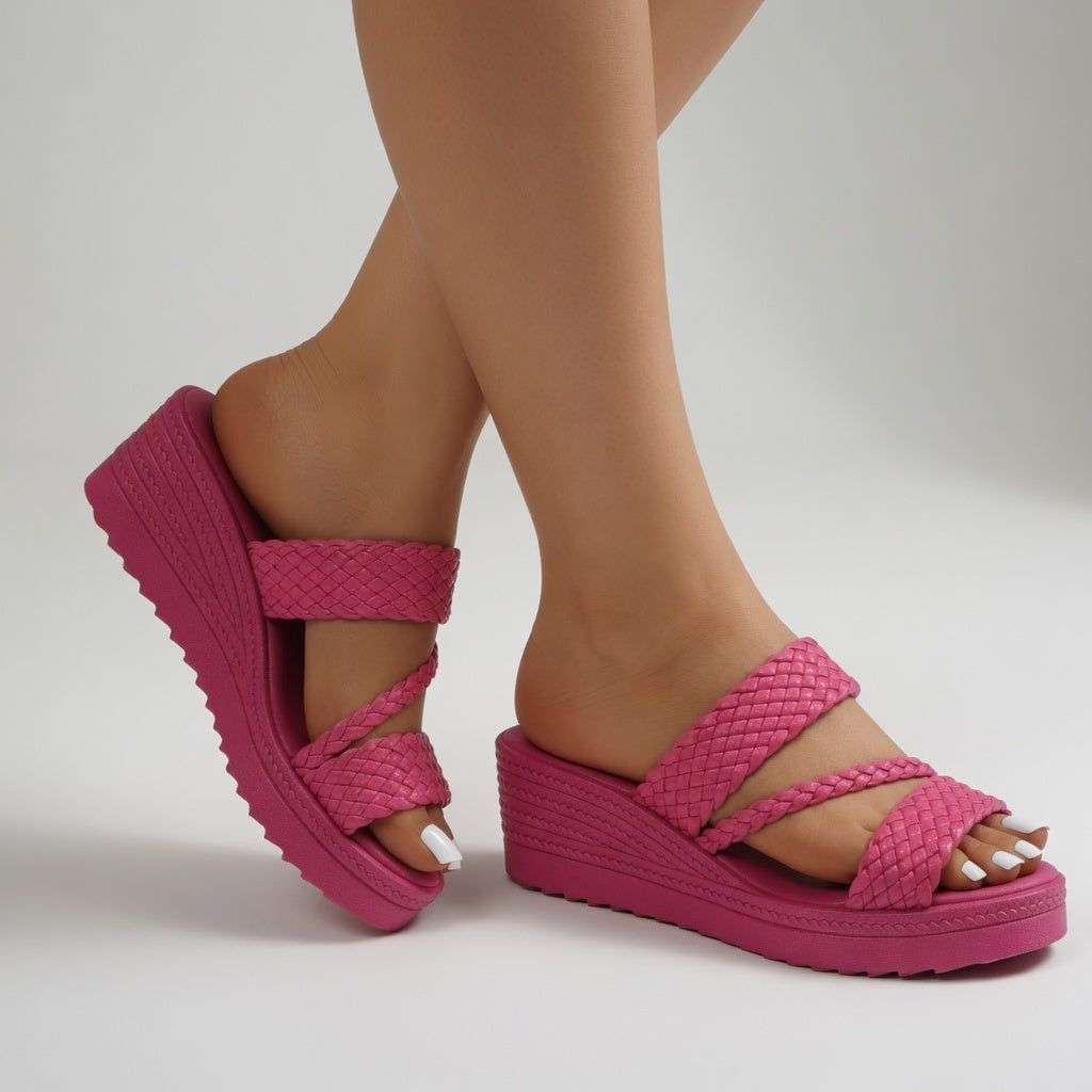 Teresa | Mule zeppa intrecciata colorata leggerezza estiva