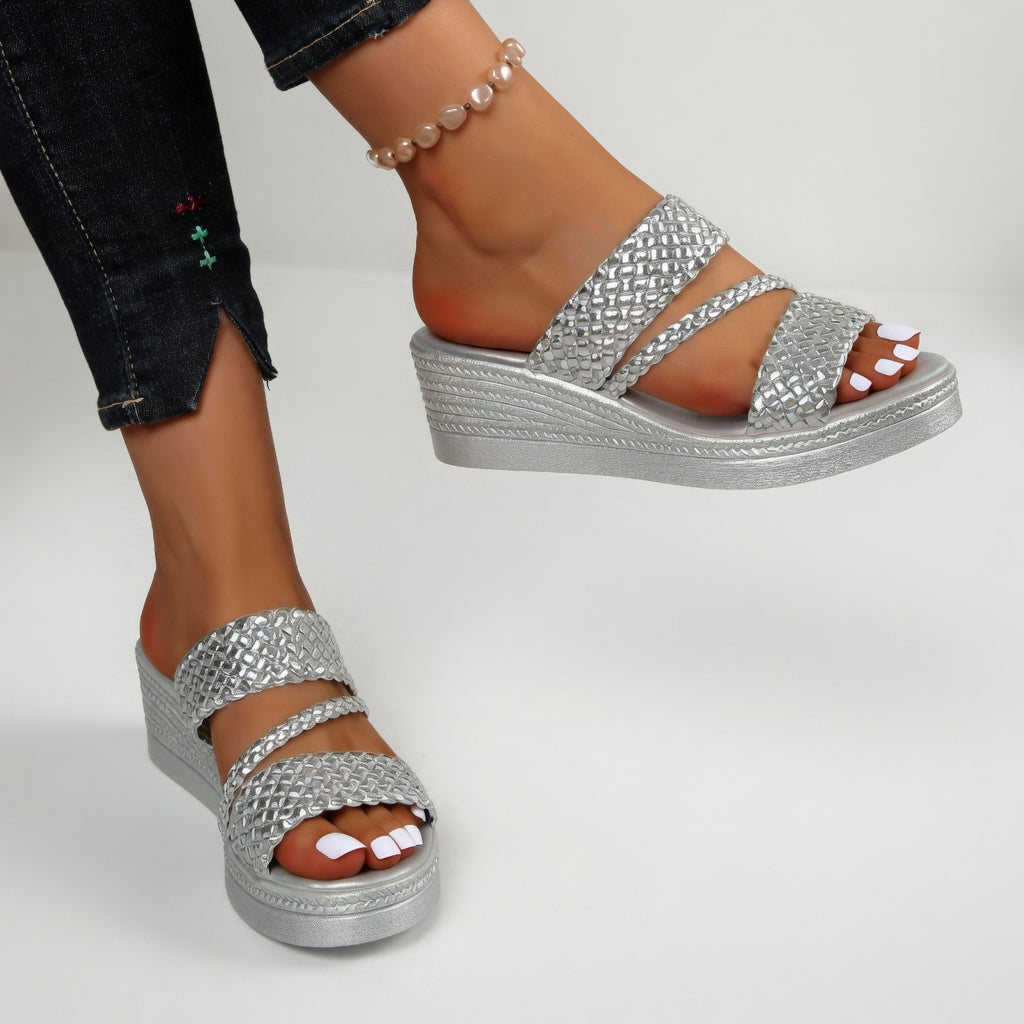 Teresa | Mule zeppa intrecciata colorata leggerezza estiva