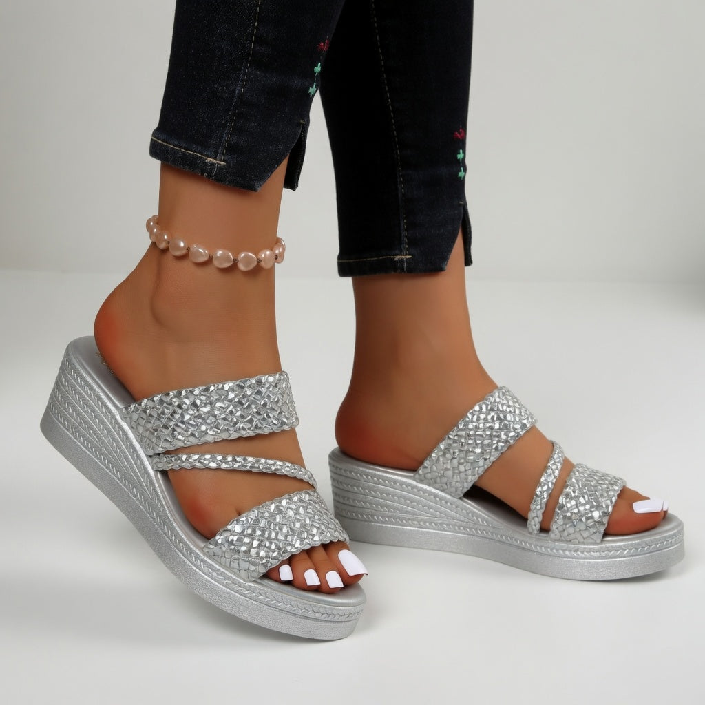 Teresa | Mule zeppa intrecciata colorata leggerezza estiva