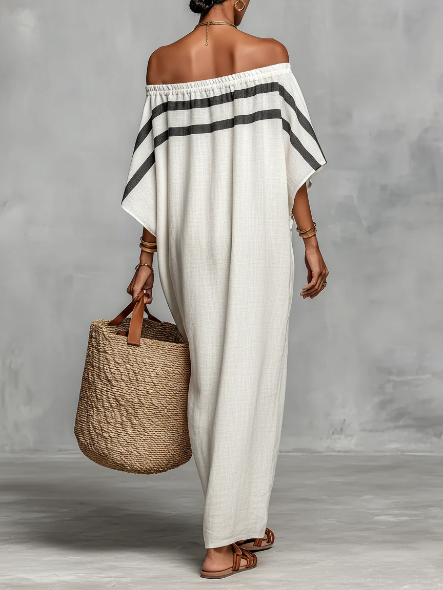 Aveline™ | Abito Maxi Off-Shoulder con Maniche a Pipistrello