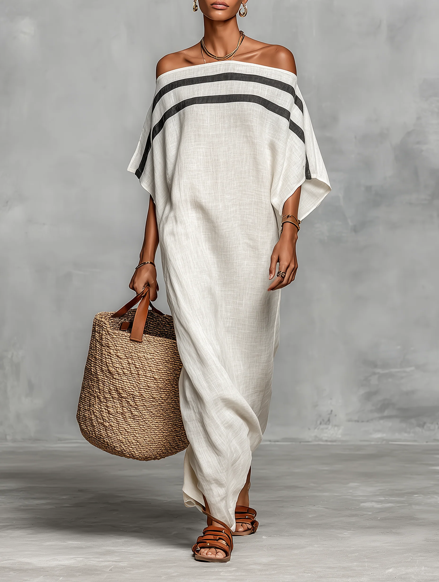 Aveline™ | Abito Maxi Off-Shoulder con Maniche a Pipistrello