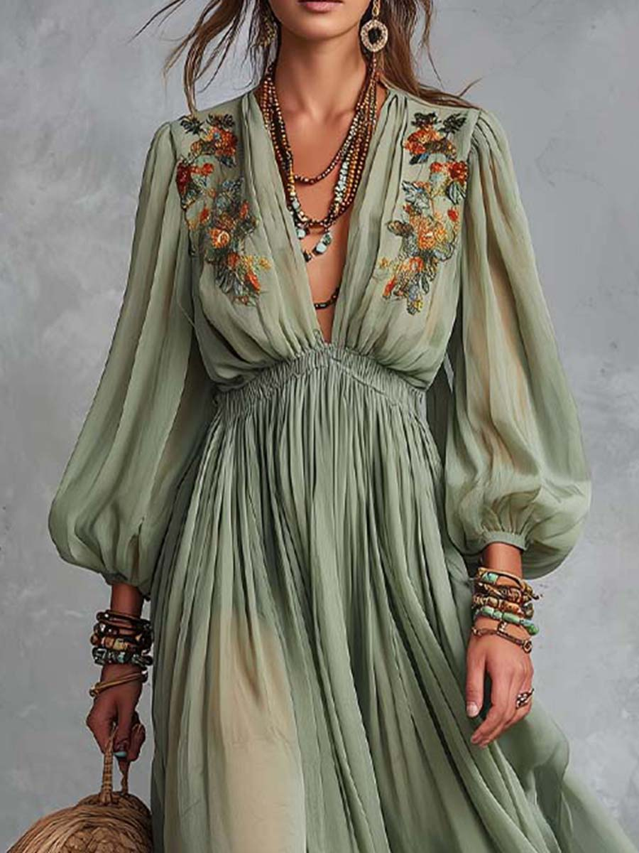 Alba | Vestido maxi bohemio con estampado floral