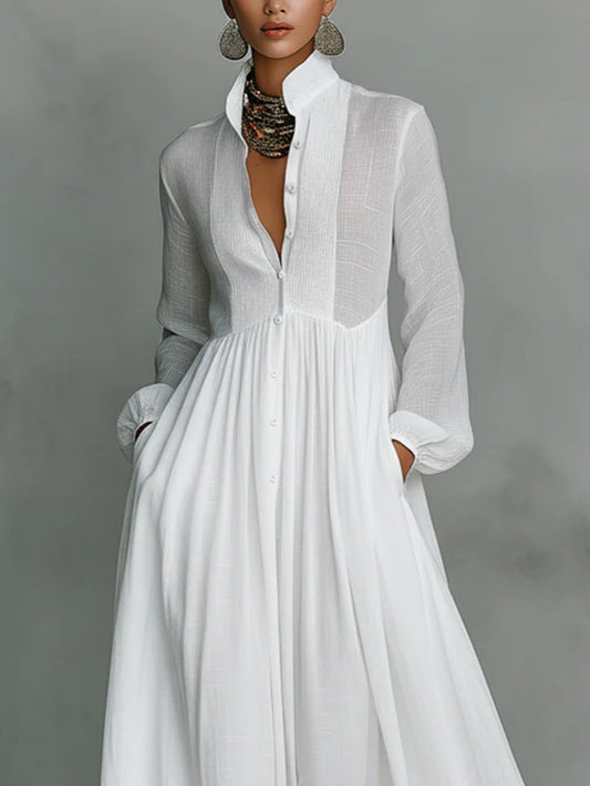 Léonie™ | Abito Maxi Minimalista con Collo Alto