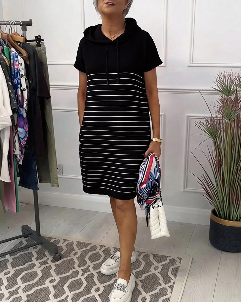Gabriela | Abito da Donna con Cappuccio a Righe, Comodo e Casual, Perfetto per Tutti i Giorni
