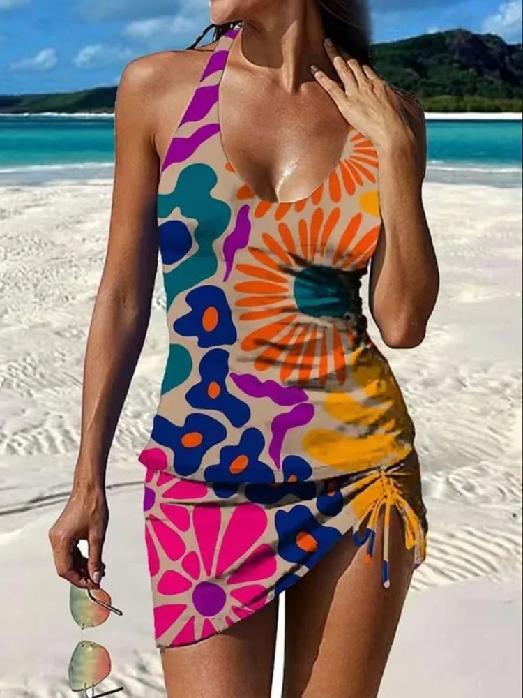 Fiesta | Tankini grafico floreale con short, effetto pancia piatta