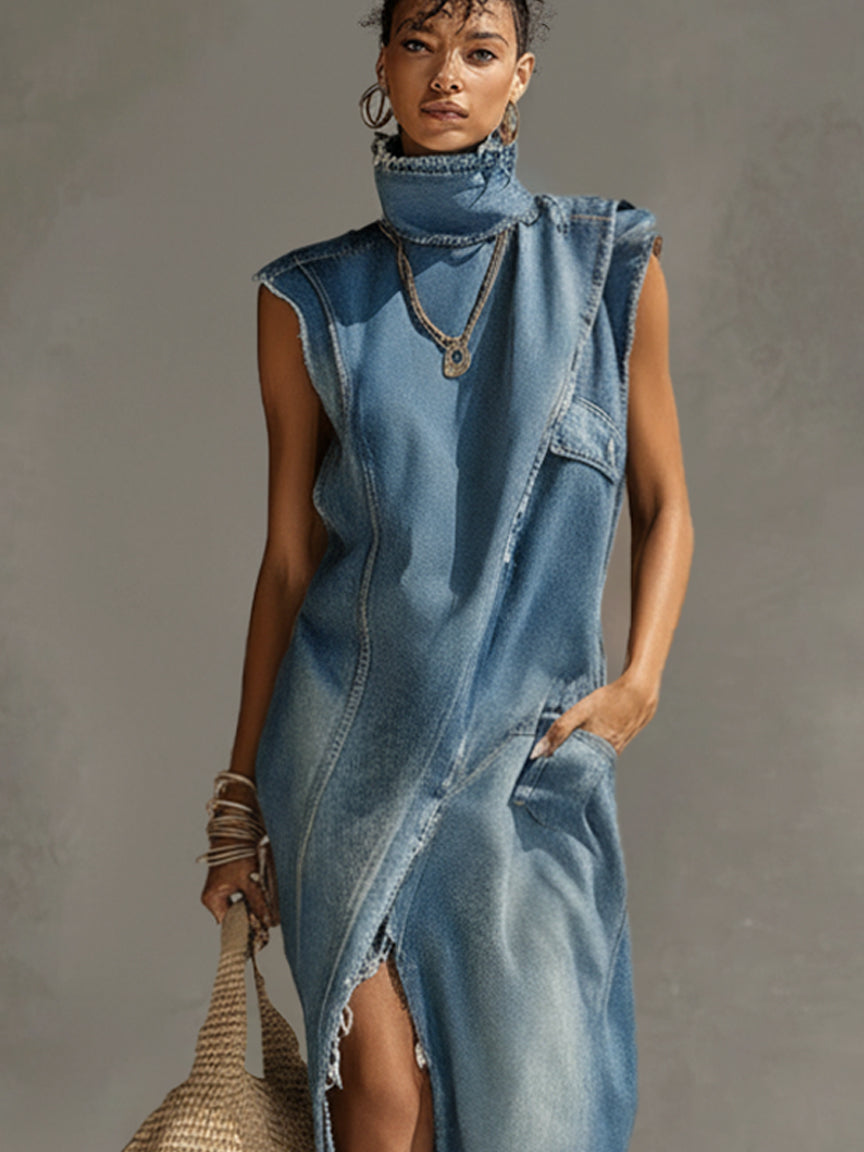 Ginevra | Abito Lungo Dritto in Denim