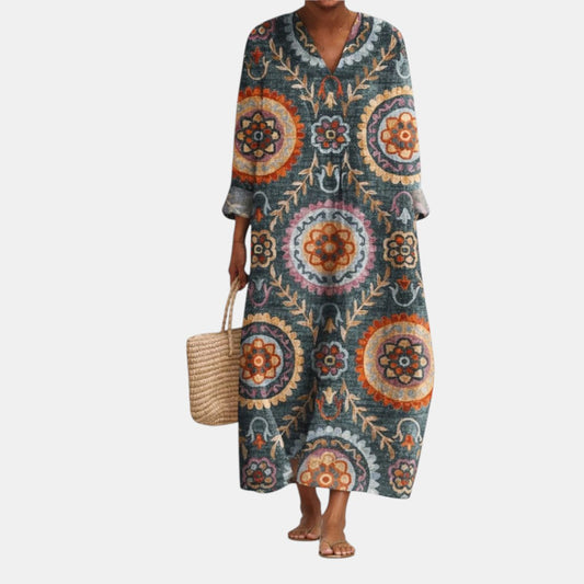 Elia™ | Vestido Midi Geométrico