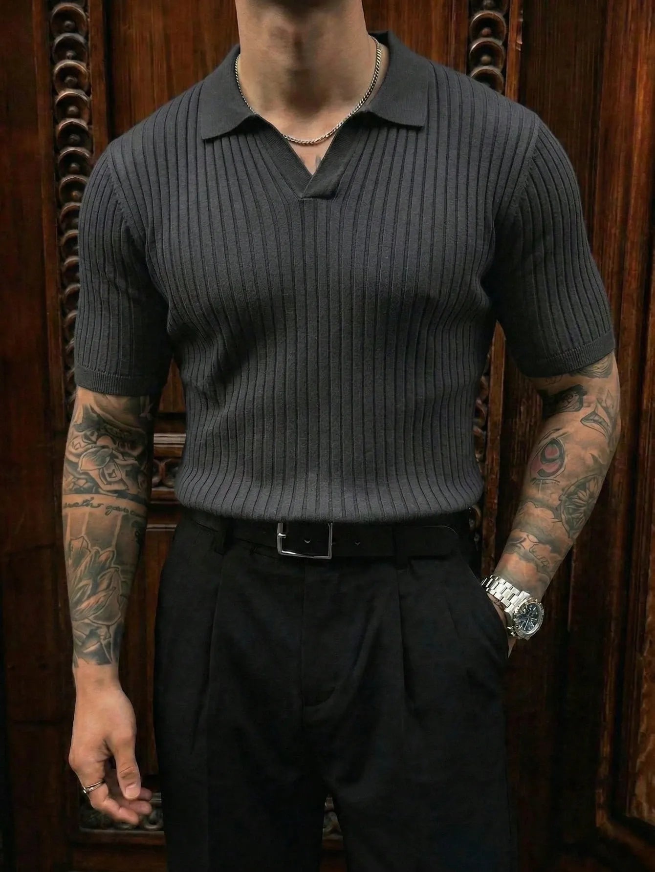 Polo Bréscia – Cuello Aviador Acanalado