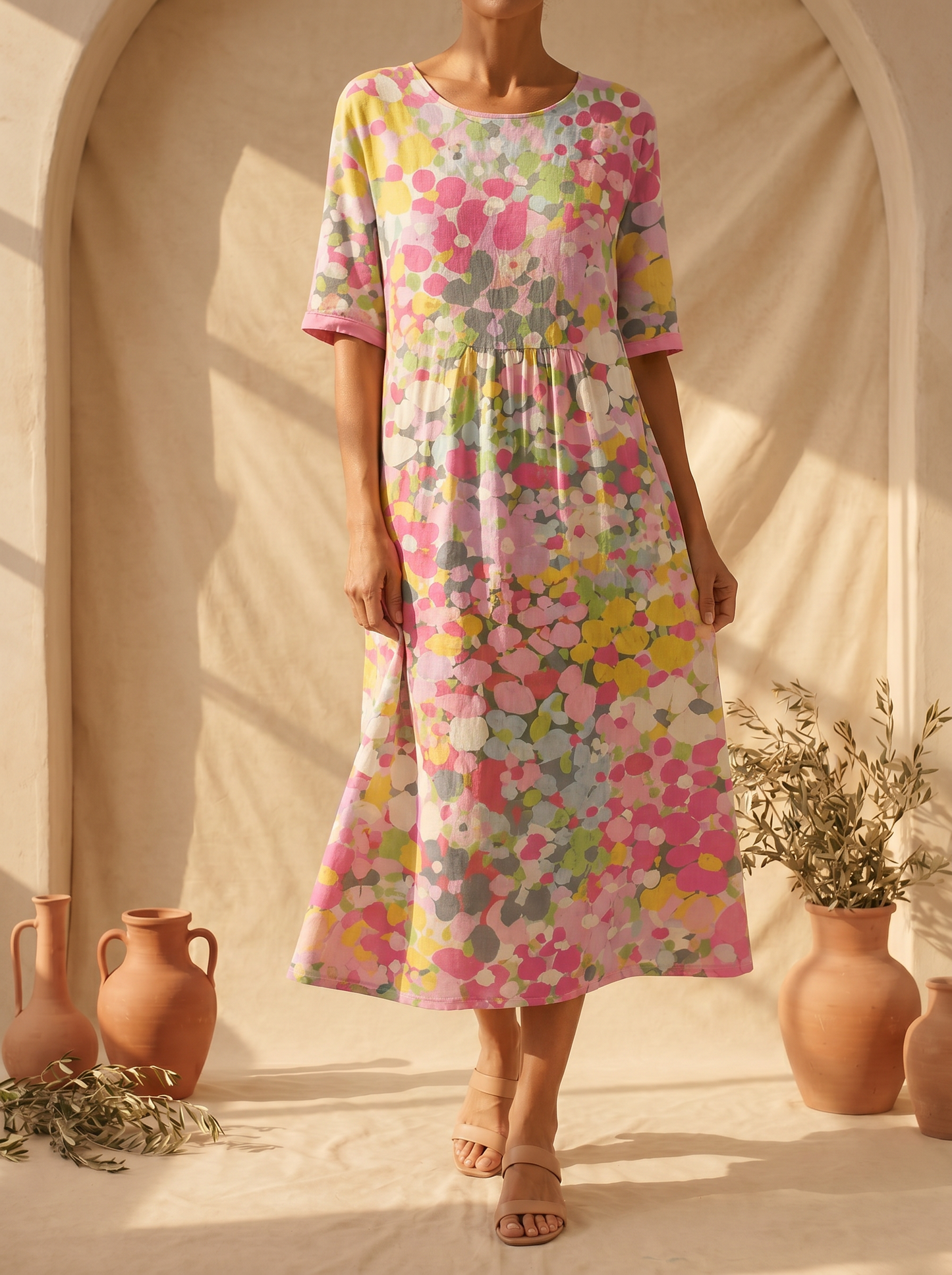 Leonor | Abito midi floreale leggero e fluido