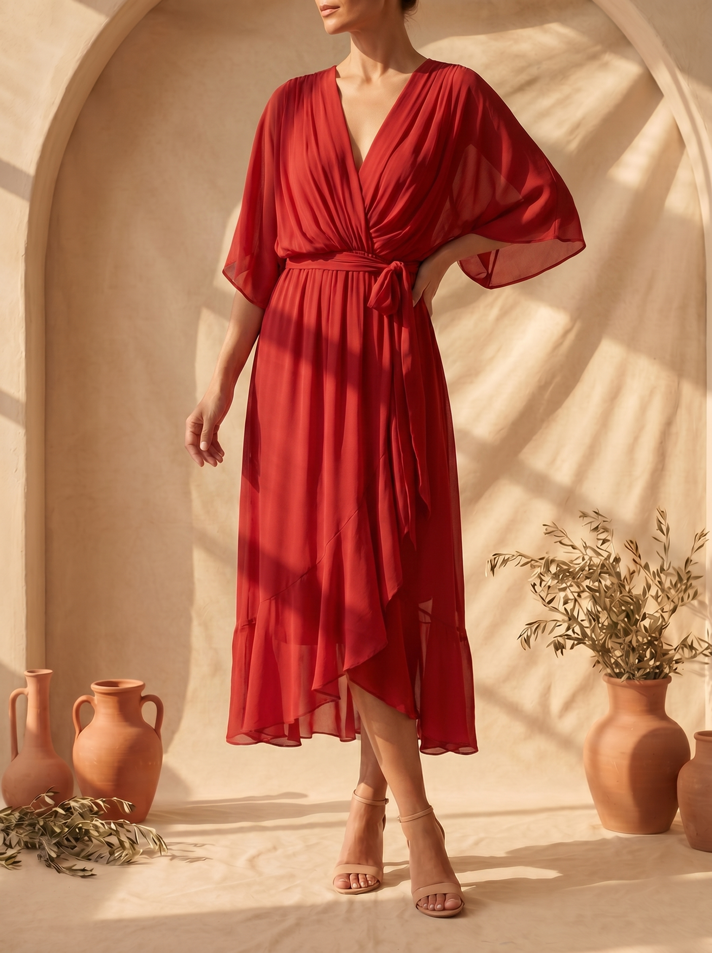 Sfumato | Abito in Chiffon con Scollo a V