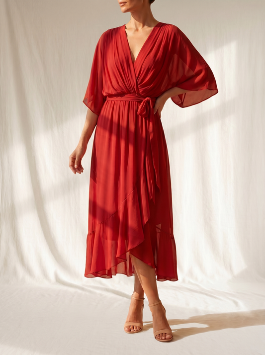 Sfumato | Abito in Chiffon con Scollo a V