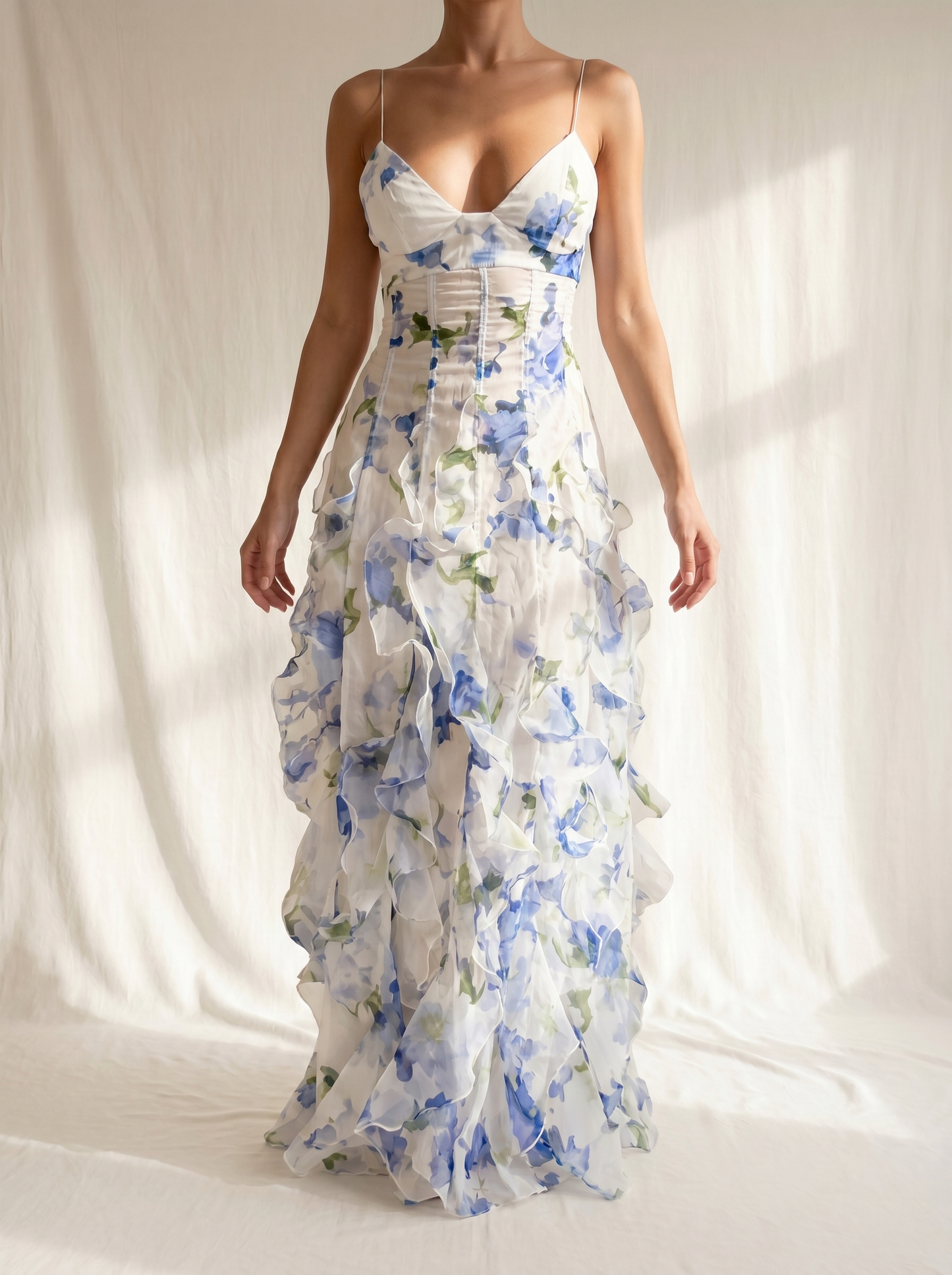 Uri | Abito Midi Floreale con Rouches