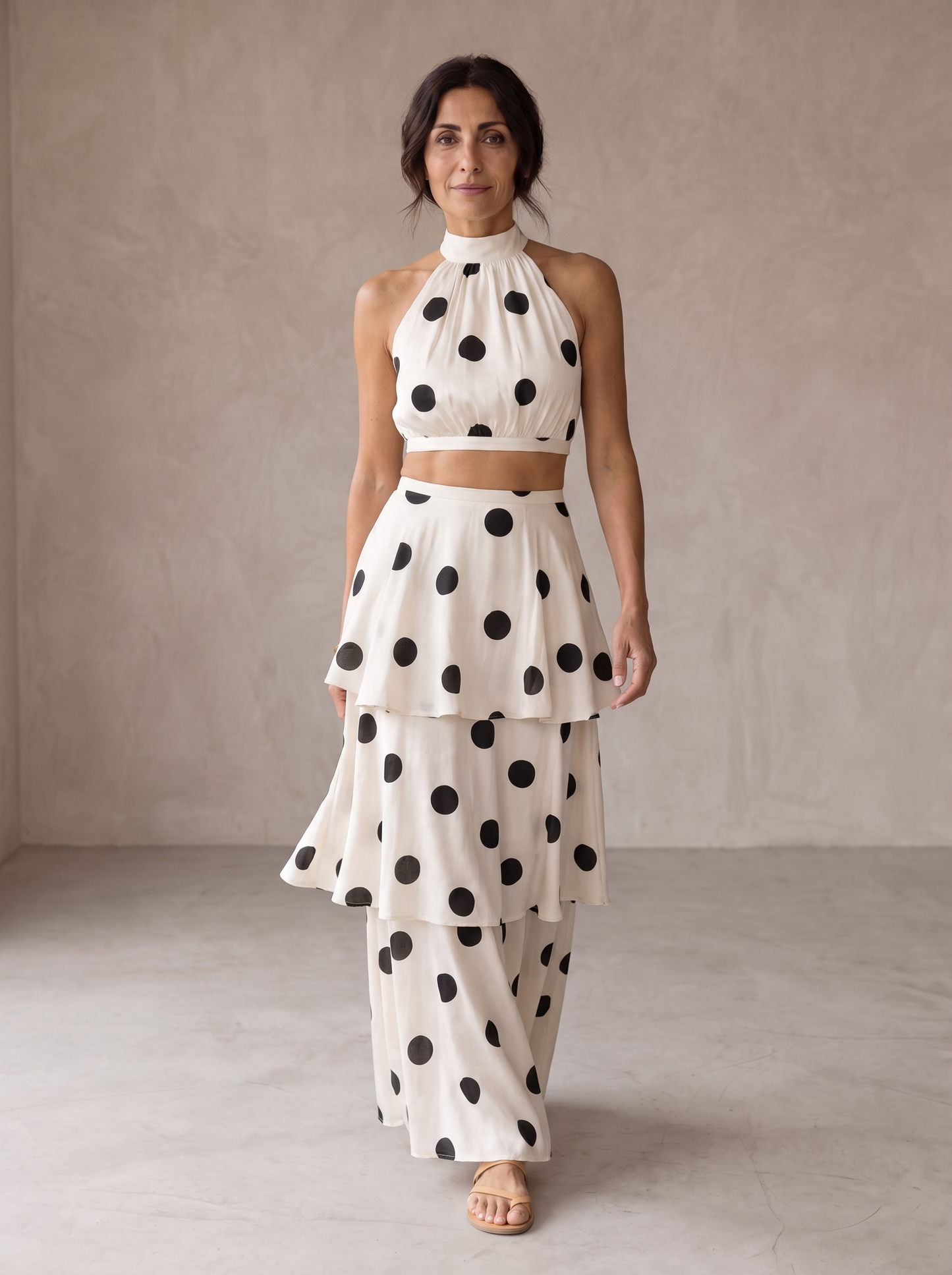 Lucia | Set Composto da Top e Gonna Lunga a Pois