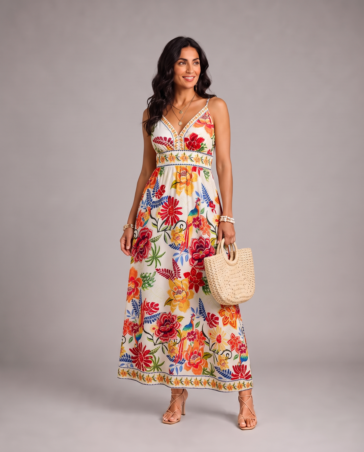 Marbella | Maxi Abito Fioritura Tropicale
