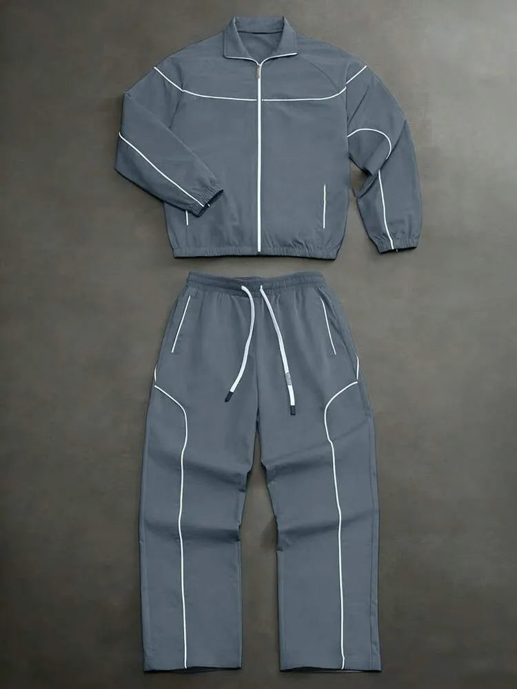 Leo – Chándal Track Piping Gris