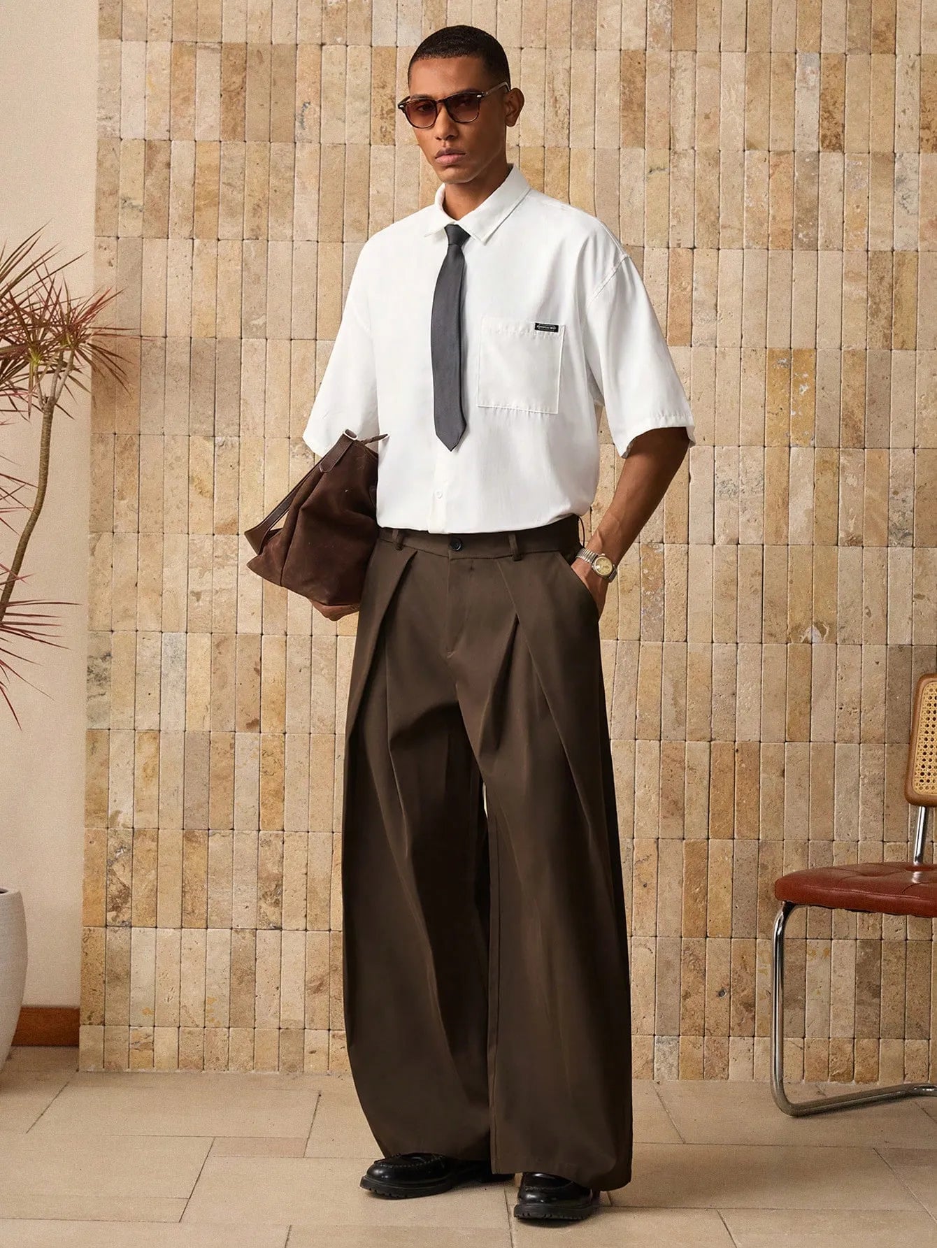 Pantalón Cargo Holgado – Bolsillos Plisados