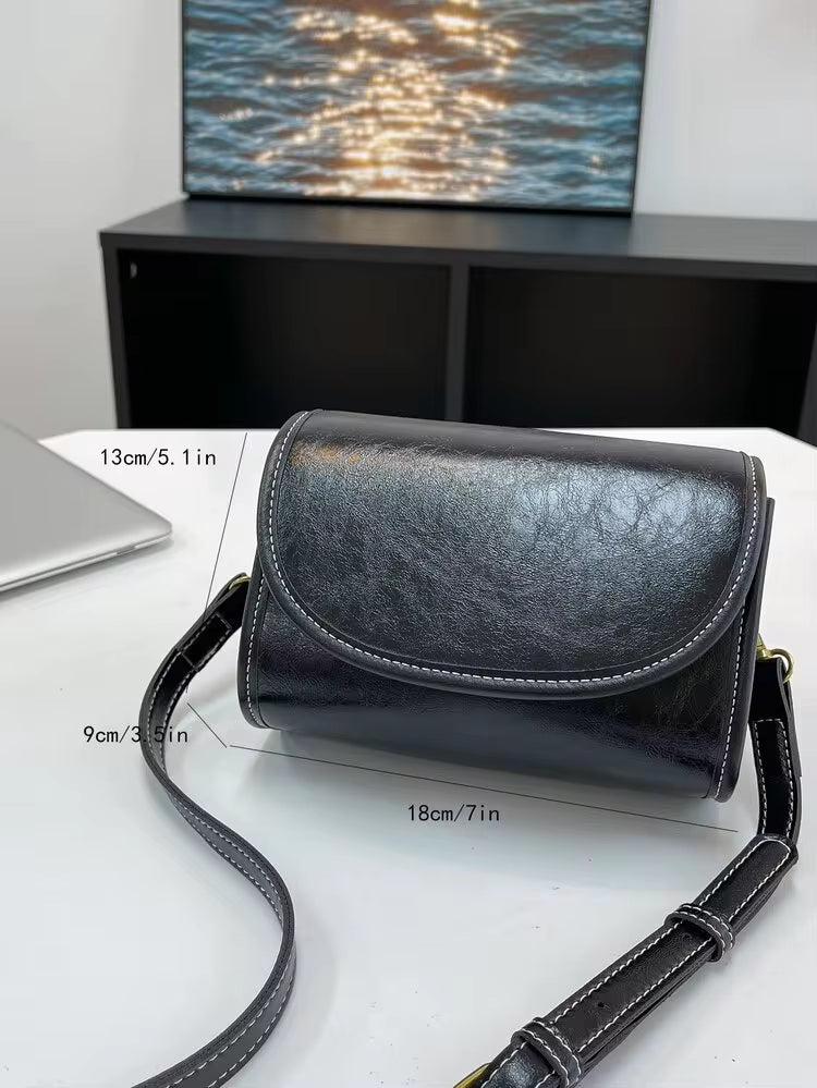 1 pieza Bolso de hombro mini con solapa de color liso de PU