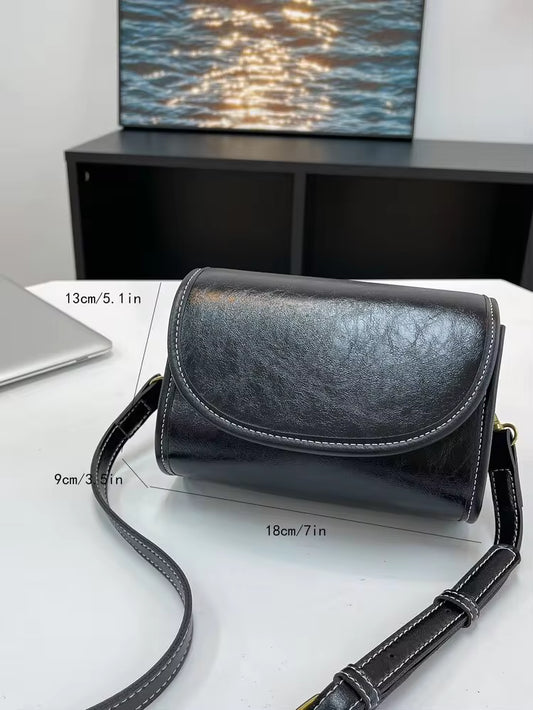 1 pieza Bolso de hombro mini con solapa de color liso de PU