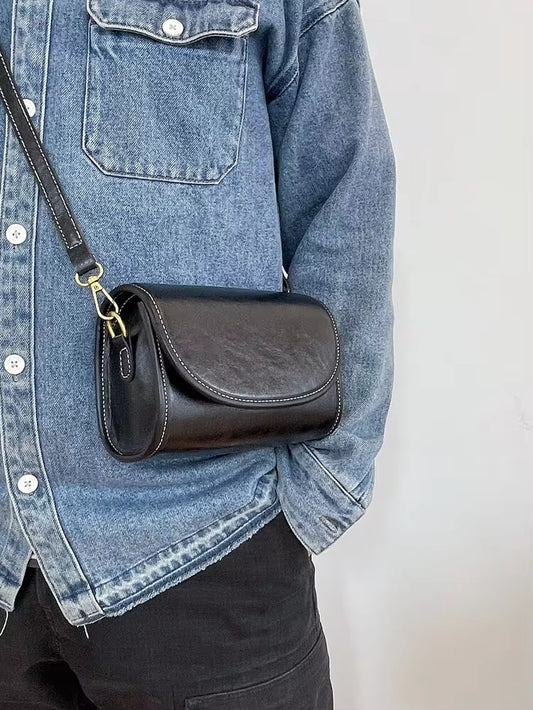 1 pieza Bolso de hombro mini con solapa de color liso de PU