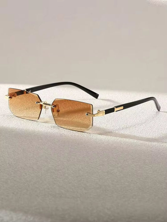 1 par de gafas de moda sin montura de marco pequeño negro unise