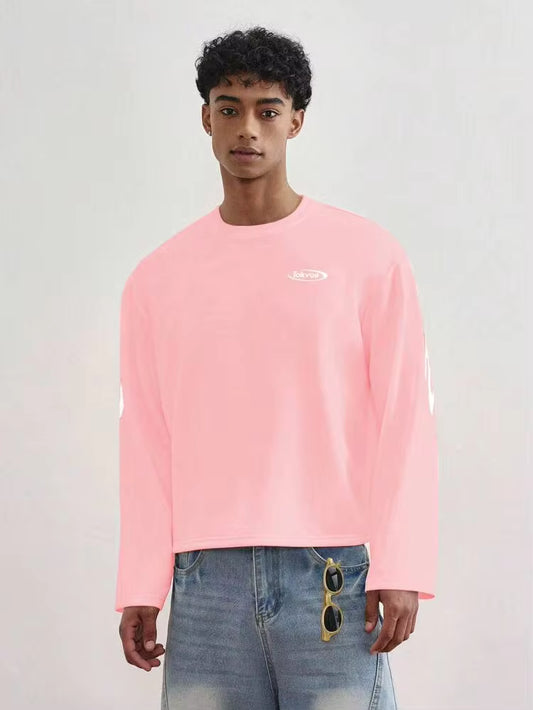 Camiseta de manga larga con gráfico de letras casual para hombres, de moda para el otoñ