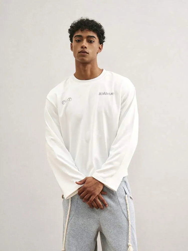 Camiseta de manga corta de cuello redondo con gráfico de letras cómoda para hombres, otoño