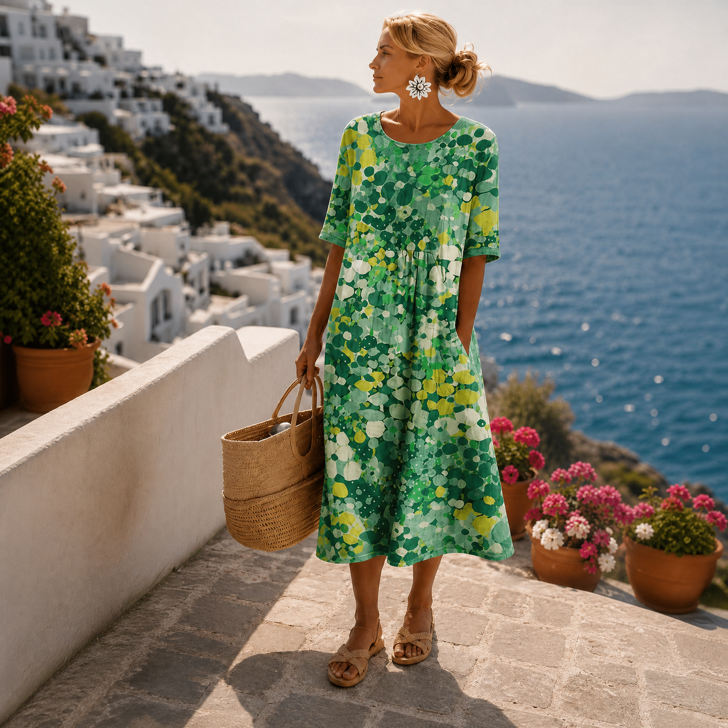 Leonor | Abito midi floreale leggero e fluido
