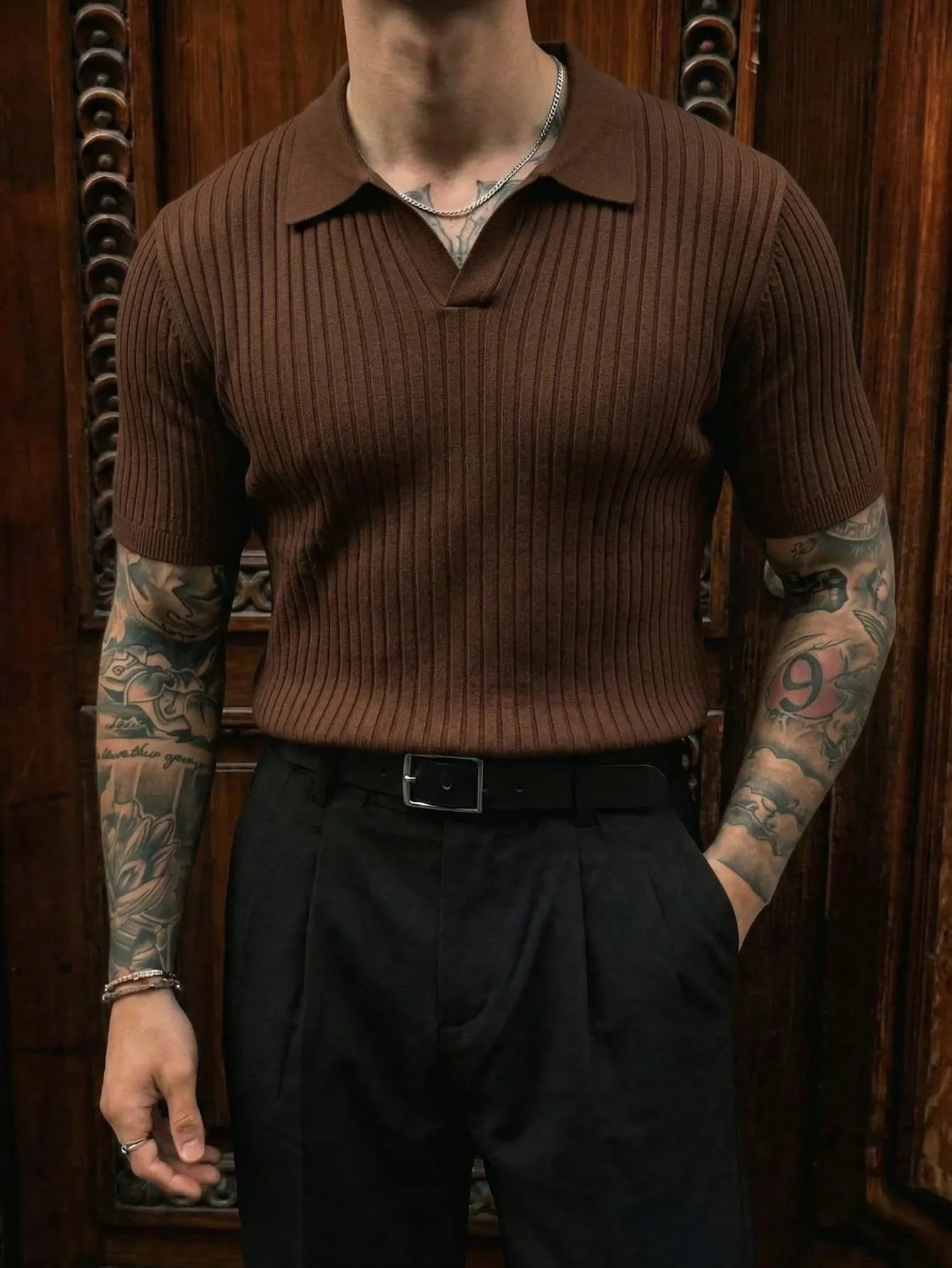 Polo Bréscia – Cuello Aviador Acanalado