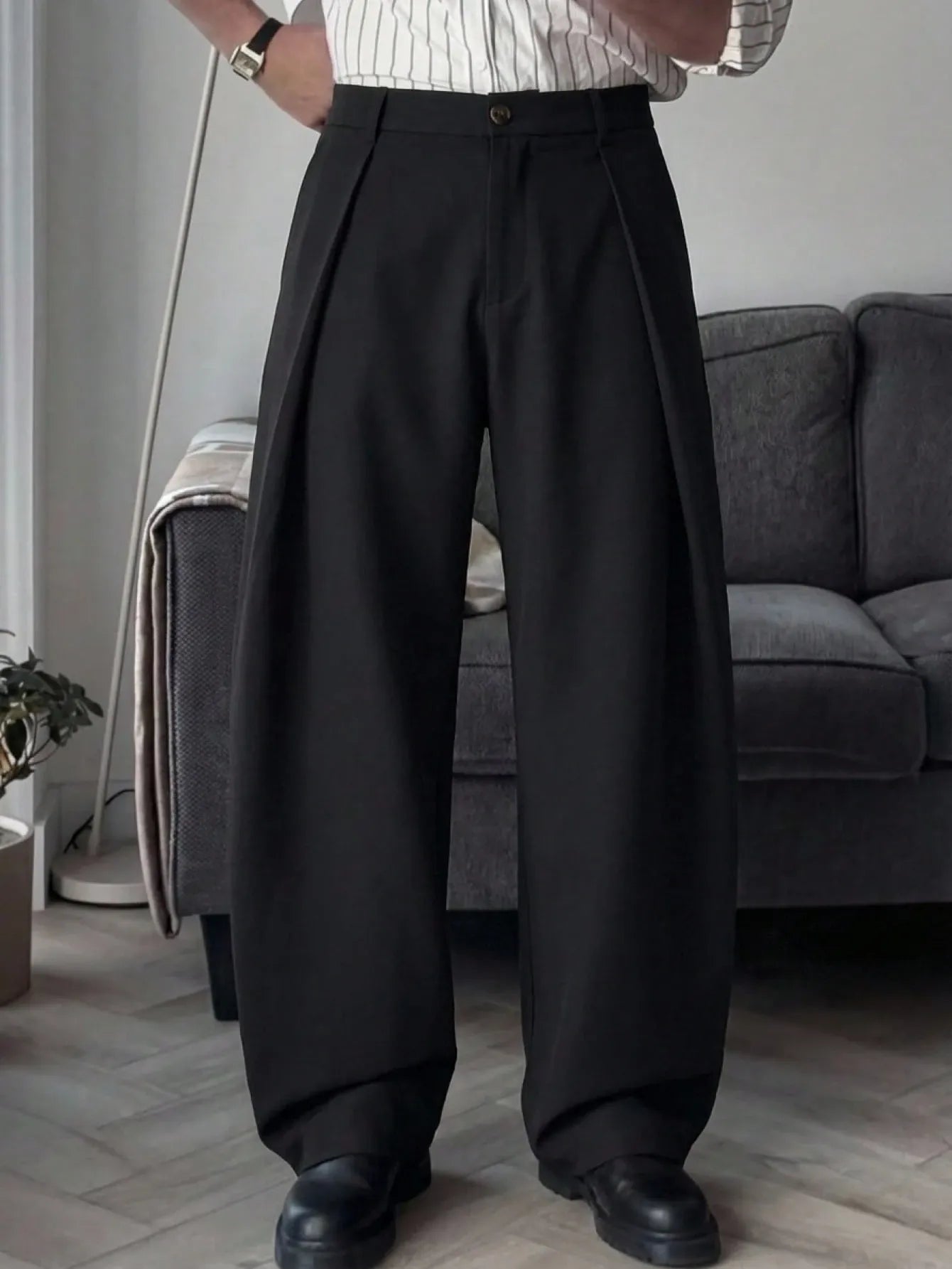 Pantalón Cargo Holgado – Bolsillos Plisados