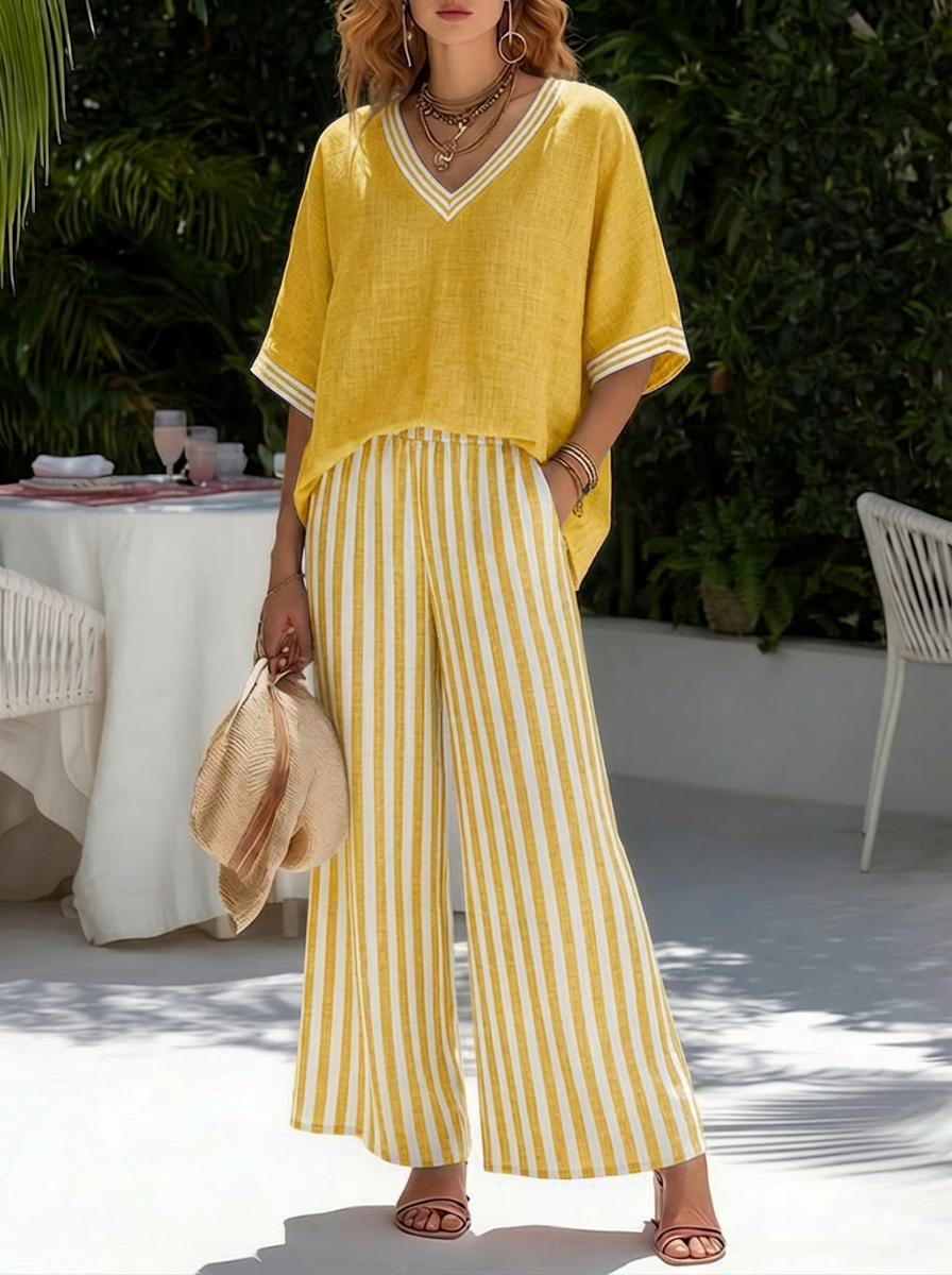 Alira | Set da Due in Lino a Righe