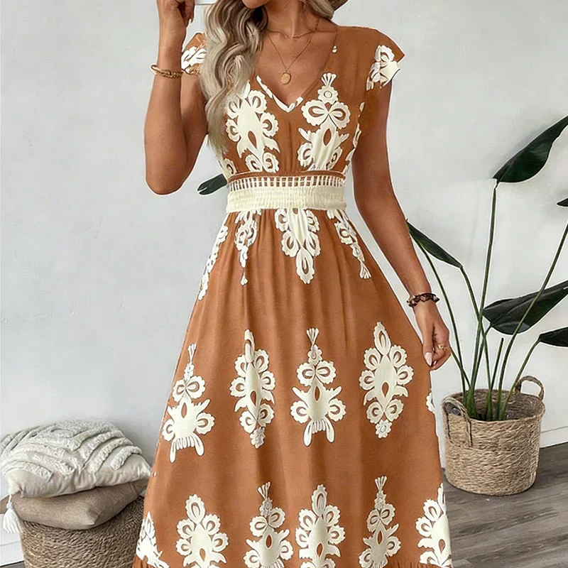 Candela | Abito Lungo in Stile Barocco con Scollo a V