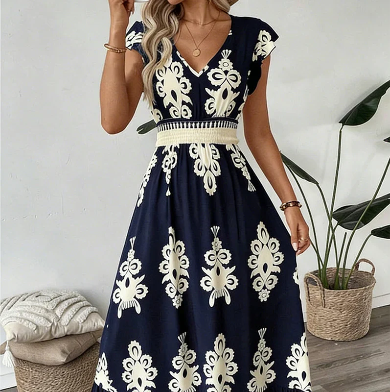 Candela | Abito Lungo in Stile Barocco con Scollo a V